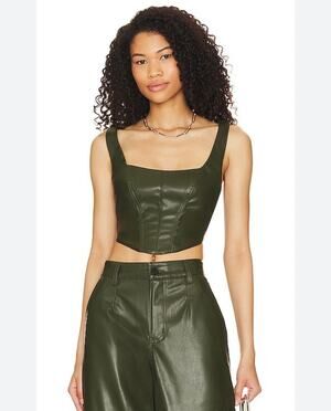 Revolve AFRM Faux Leather Cropped Corset Tank Top. Olive green. Women’s XS
